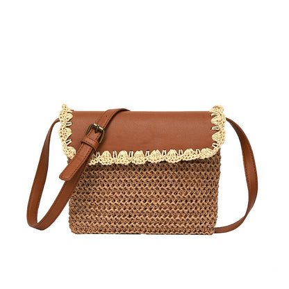 Trending Now at Buy Center: Women's Straw Mori Style Western Style All-matching Beach Crossbody Bag Brown