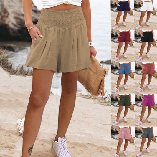 Newly Arrived at Buy Center: European And American Solid Color High Waisted Shorts Casual Pants