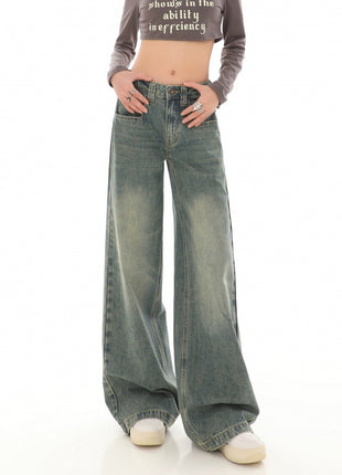 High Waist Design Loose Mop Pants