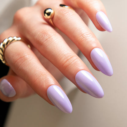 Fresh Arrivals at Buy Center: Pure Color Manicure Fake Nails Almond Glossy Wearable Tulip Purple JP3146 Wear Kit