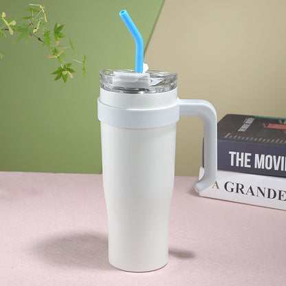 Fresh Arrivals at Buy Center: Portable Cup Double Layer With Straw White Single Cup 1200ML