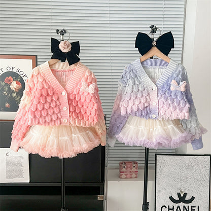 Newly Released at Buy Center: Autumn And Winter Color Changing Colorful Cardigan Tutu Skirt Gradient Color Cute