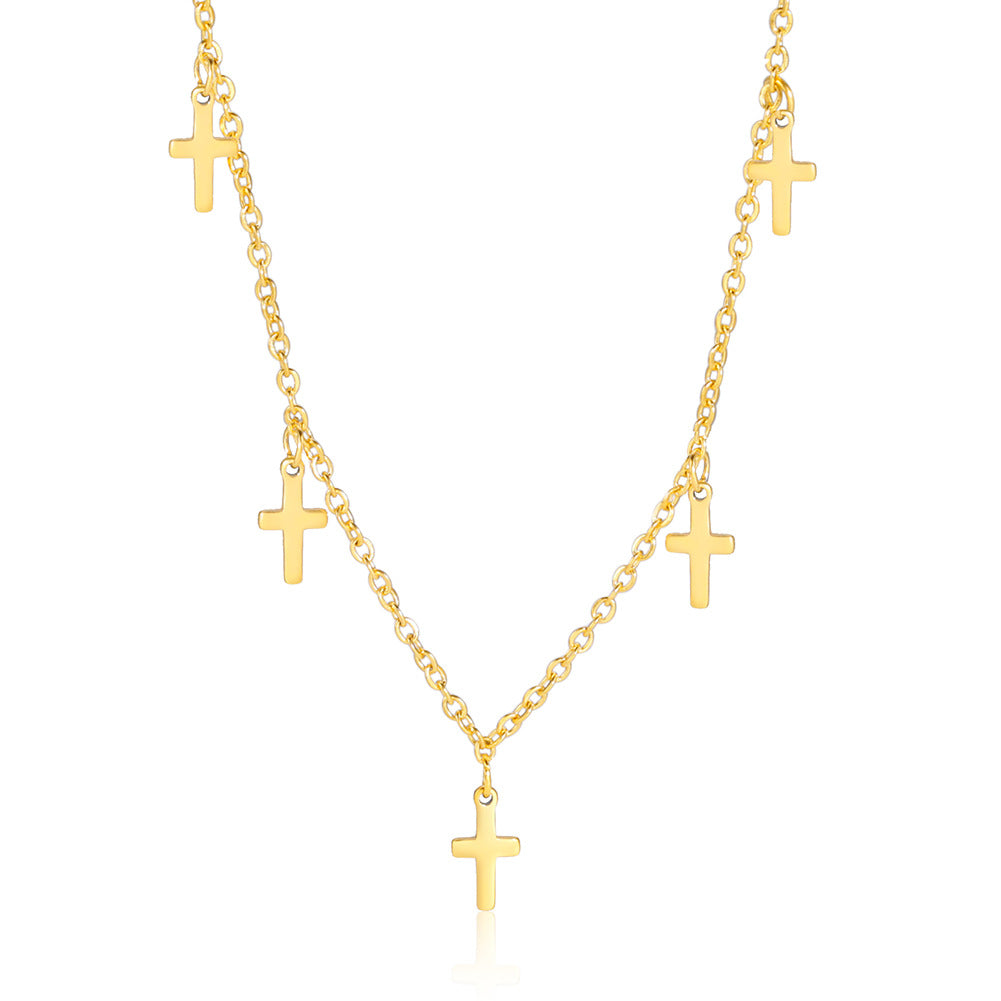 Hot New Items at Buy Center: Women's Trendy All-match Light Luxury Cross Pendant Stainless Steel Necklace Gold