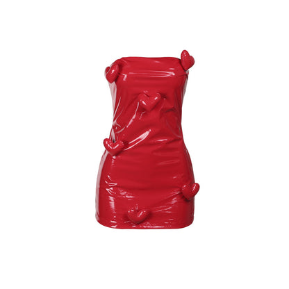 Fresh Arrivals at Buy Center: Women's Leather Three-dimensional Love Tube Top Package Hip Skirt