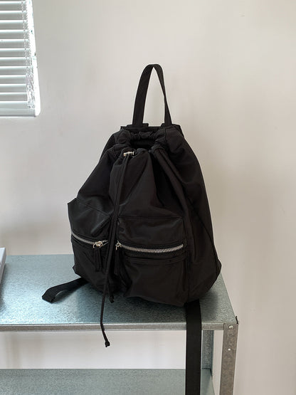 Now Available at Buy Center: Drawstring Drawstring Fashion Backpack Simple Large-capacity Backpack Black