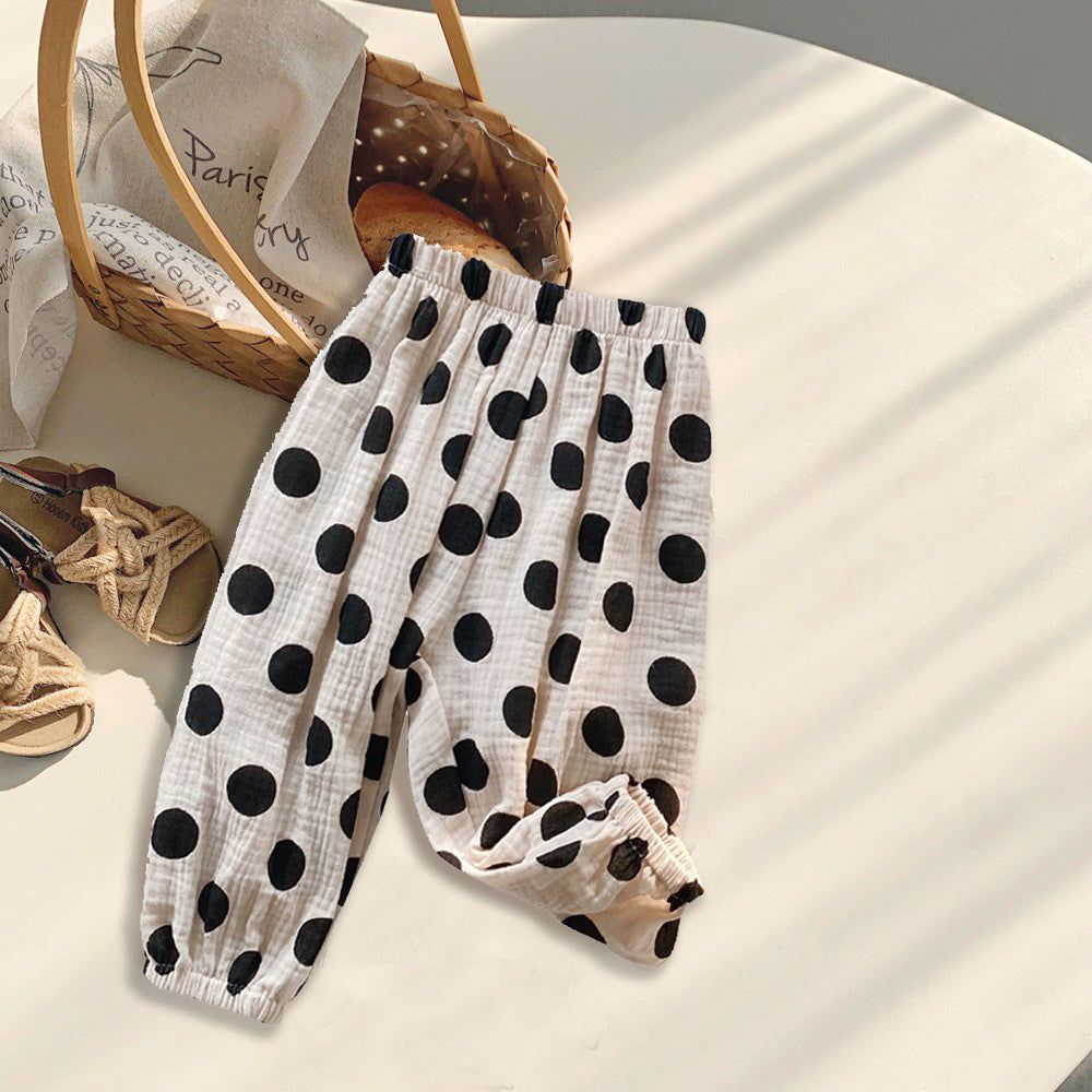 Fresh Arrivals at Buy Center: Korean Style Baby Anti-mosquito Pants Thin Cotton Trousers Loose Big Dot