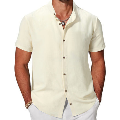 Fresh on the Scene at Buy Center: Men's Fashion Casual Stand Collar Short Sleeve Shirt