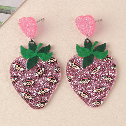 New Halloween Series Acrylic Earrings For Women Strawberry Eyes