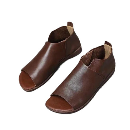 Fresh on the Scene at Buy Center: New Handmade Flat Soft Leather Soft Bottom Cover Heel Roman Shoes