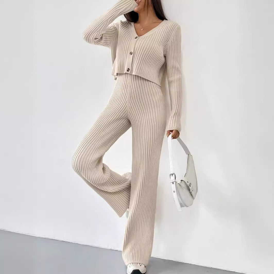 New at Buy Center: Women's Clothing Straight-leg Pants V-neck Washing And Drying Suit