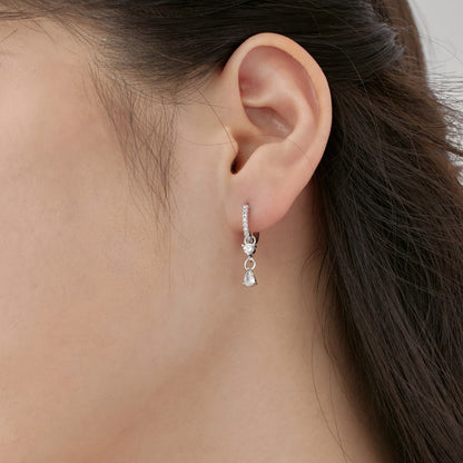 Now Available at Buy Center: Silver S925 White Round Zirconium Water Drop Pear-shaped Connection Inlaid Exquisite Ear Ring Design Compact