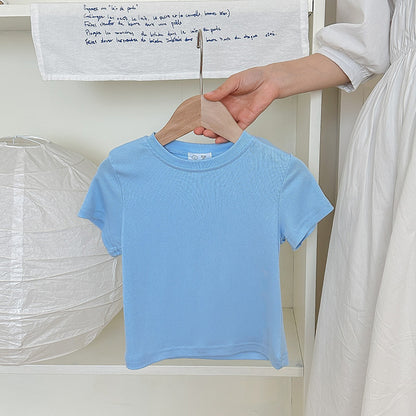 Fresh Arrivals at Buy Center: Children's T-shirt Top Solid Color Mask T Blue