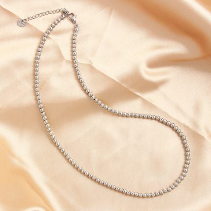 Trending Now at Buy Center: 4-10mm Stainless Steel Beads Silver Beaded Necklace