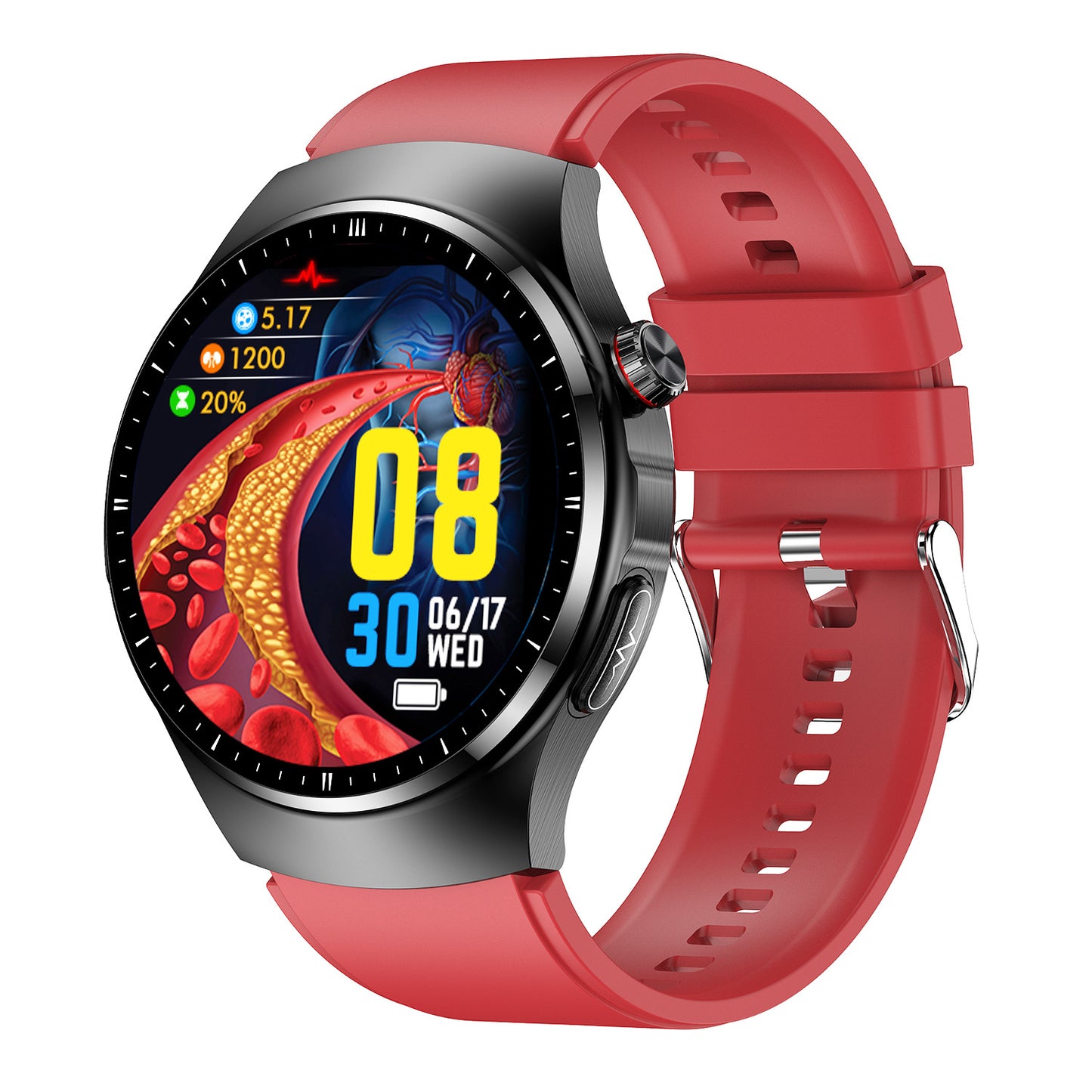 Fresh Arrivals at Buy Center: Smart Watch TK25 Bluetooth Calling Blood Glucose Uric Acid Blood Lipid Red Sealant