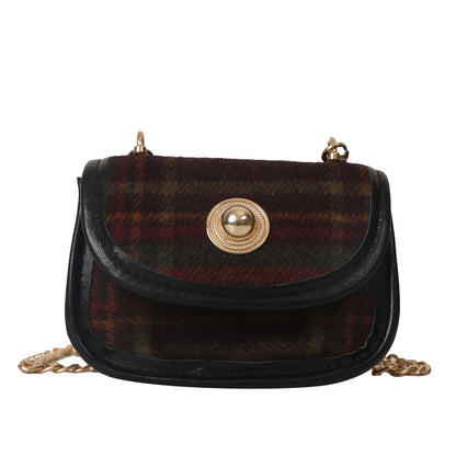 Newly Arrived at Buy Center: Plaid Retro Contrast Color Woolen Women's Shoulder Bag