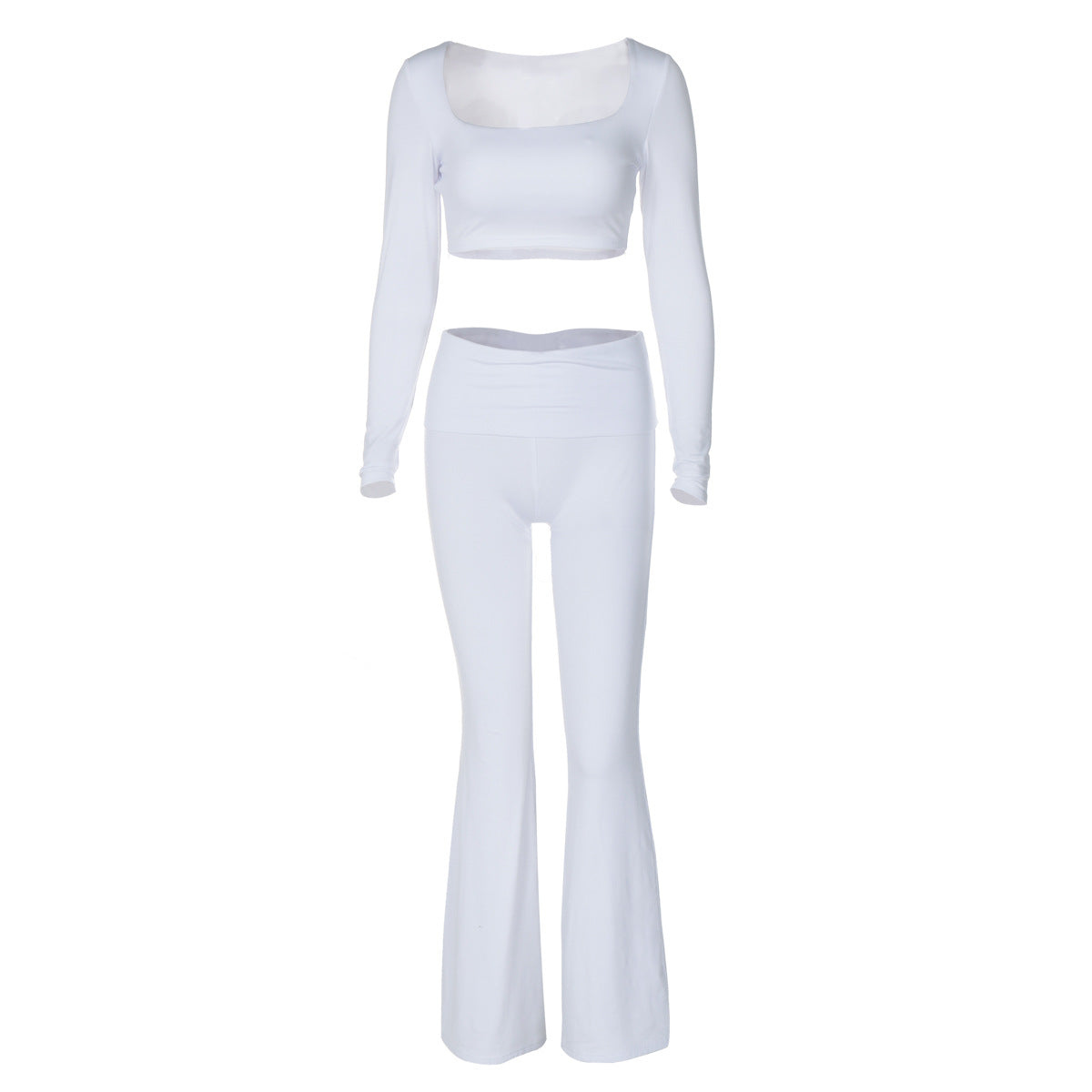 Fresh Arrivals at Buy Center: Women's Clothing Long Sleeve Square-neck Slim Fit Flared Pants Suit