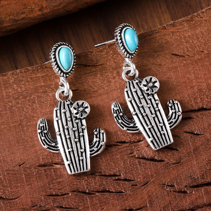 Trending Now at Buy Center: Vintage Vintage Cactus Pendant Earrings Turquoise