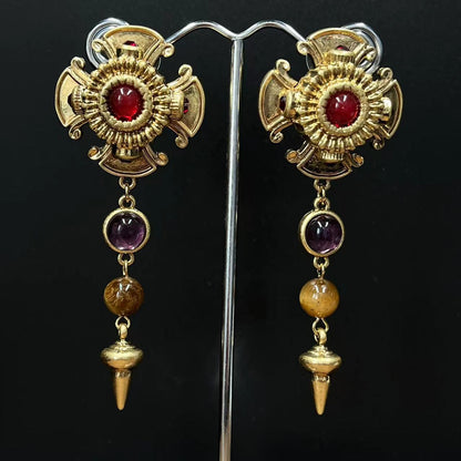 New Western Retro Tigereye Long Earrings