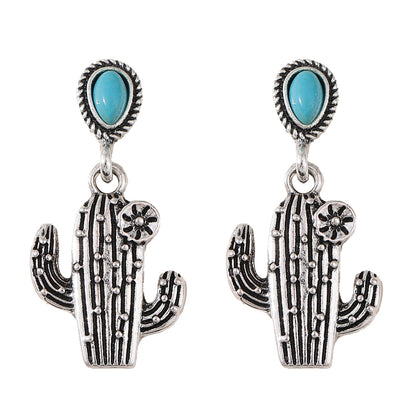 Trending Now at Buy Center: Vintage Vintage Cactus Pendant Earrings Turquoise