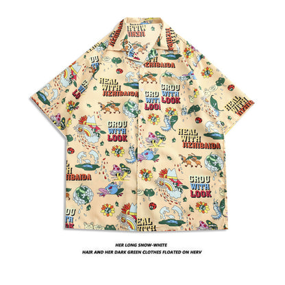 Now Available at Buy Center: Men's And Women's Retro Hong Kong Style Beach Printed Shirt Style D4012