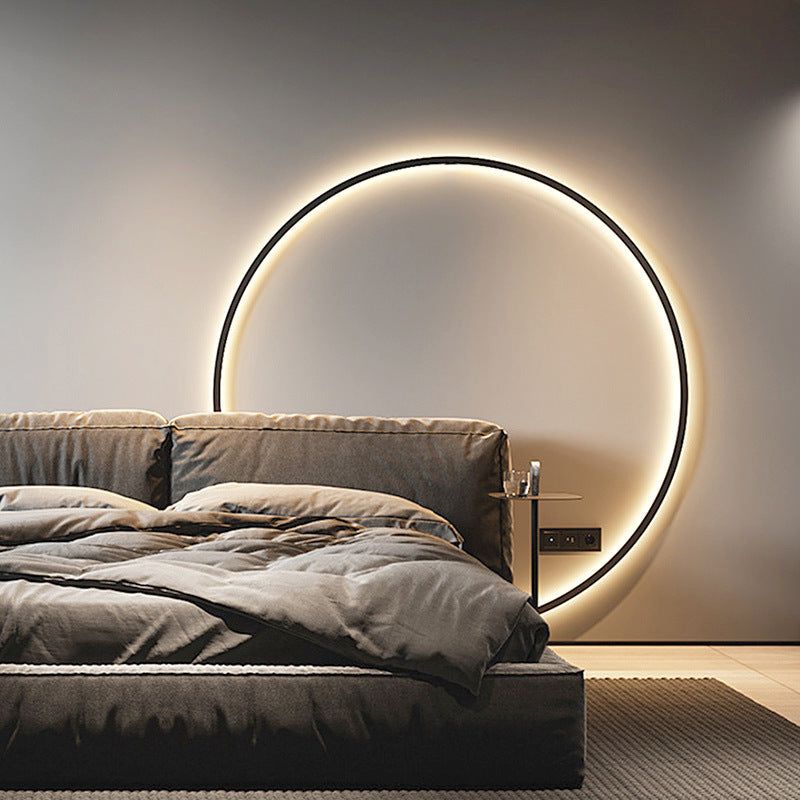 Newly Released at Buy Center: Minimalist Round Bedroom Bedside Lamp Wireless Living Room Sofa Background Wall Hotel Decorative Wall Lamp