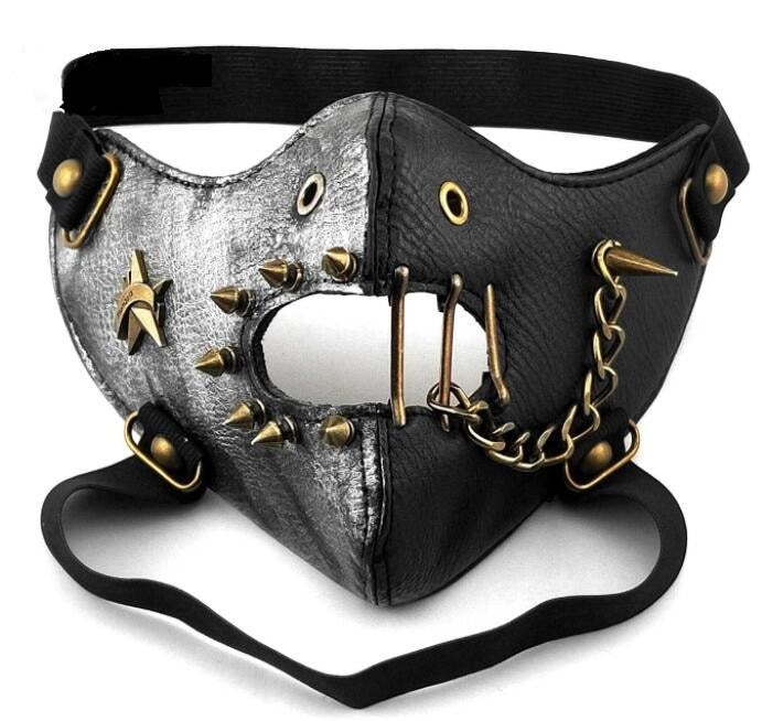 Skull Riding Leather Black Half Face Mask Buy Center