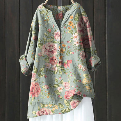 Trending Now at Buy Center: Long Sleeve Chinese Style Slub Linen Comfort Printing All-matching Shirt XL240533 HCY02