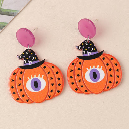 New Halloween Series Acrylic Earrings For Women Purple Eyes