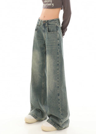 High Waist Design Loose Mop Pants