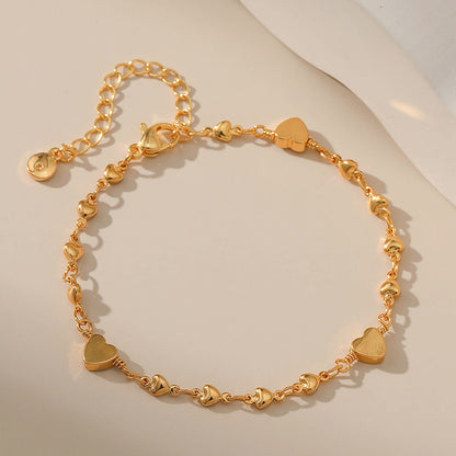 Trending Now at Buy Center: Copper Chain Sweet 18K Gold Plated Love Heart Accessories Bracelet