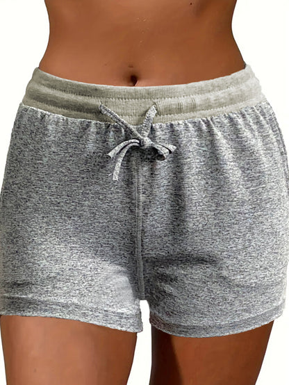 Trending Now at Buy Center: Drawstring Pocket High Elastic Loose Casual Shorts Light Gray