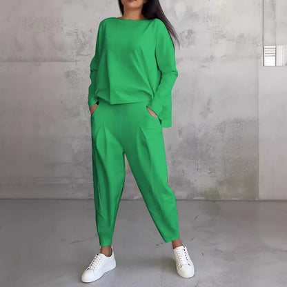 New Women's Irregular Design Long-sleeved Sweater Harem Pants Suit