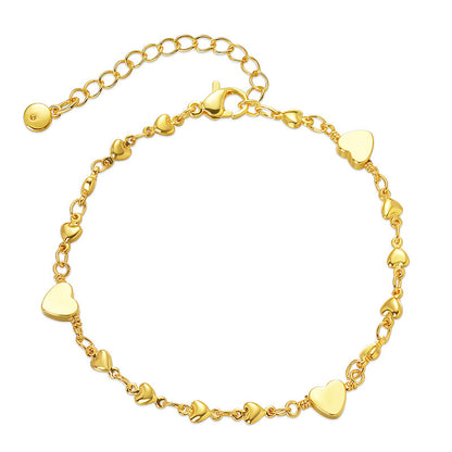 Trending Now at Buy Center: Copper Chain Sweet 18K Gold Plated Love Heart Accessories Bracelet KB0032