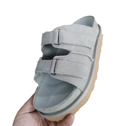 Now Available at Buy Center: Thick Bottom Velcro Buckle Platform Shoes Beige