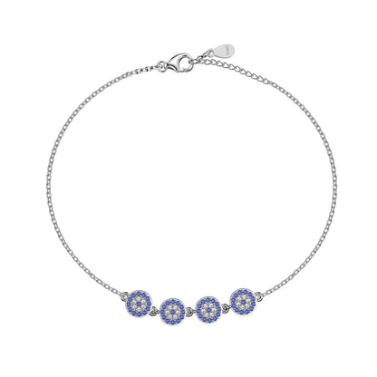 Just Arrived at Buy Center: Silver S925 White Blue Round Zirconium Inlaid Round Pendant Minority Fashion Simple Design Bracelet