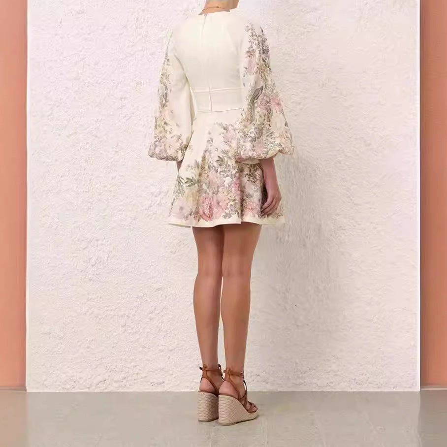 Fresh Arrivals at Buy Center: Spring And Summer V-neck Lantern Sleeve Positioning Printing Dress