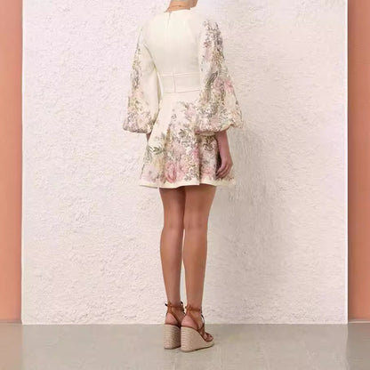 Fresh Arrivals at Buy Center: Spring And Summer V-neck Lantern Sleeve Positioning Printing Dress