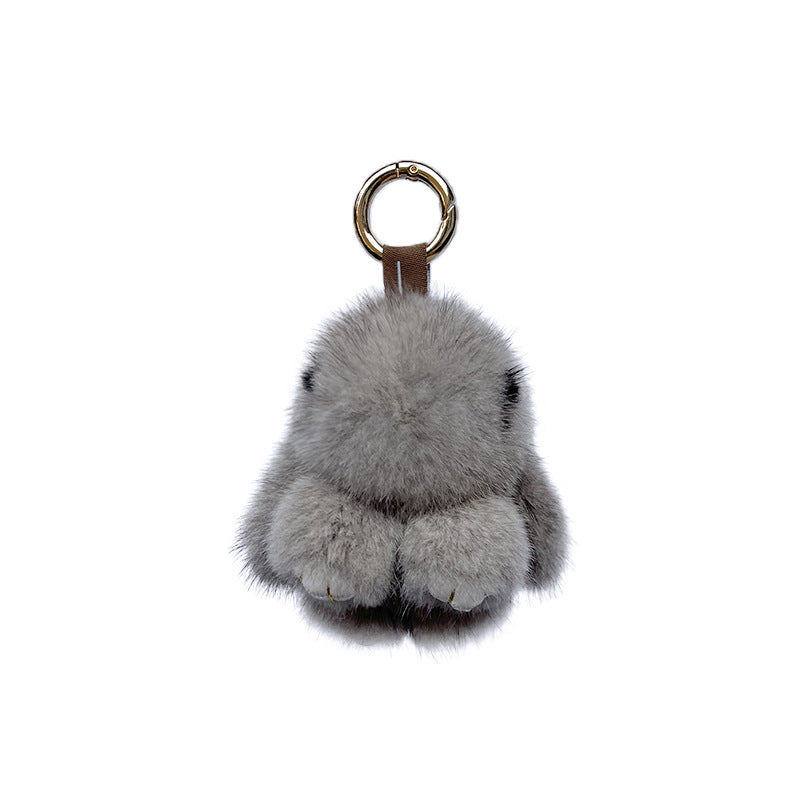 Porte-clés pendentif lapin rouge mignon en peluche de vison