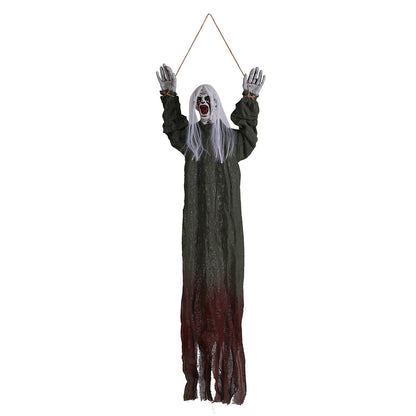 Hot New Arrivals at Buy Center: Halloween Decoration Hanging Ghost Haunted House Secret Room Layout Props White Hair Green Coat