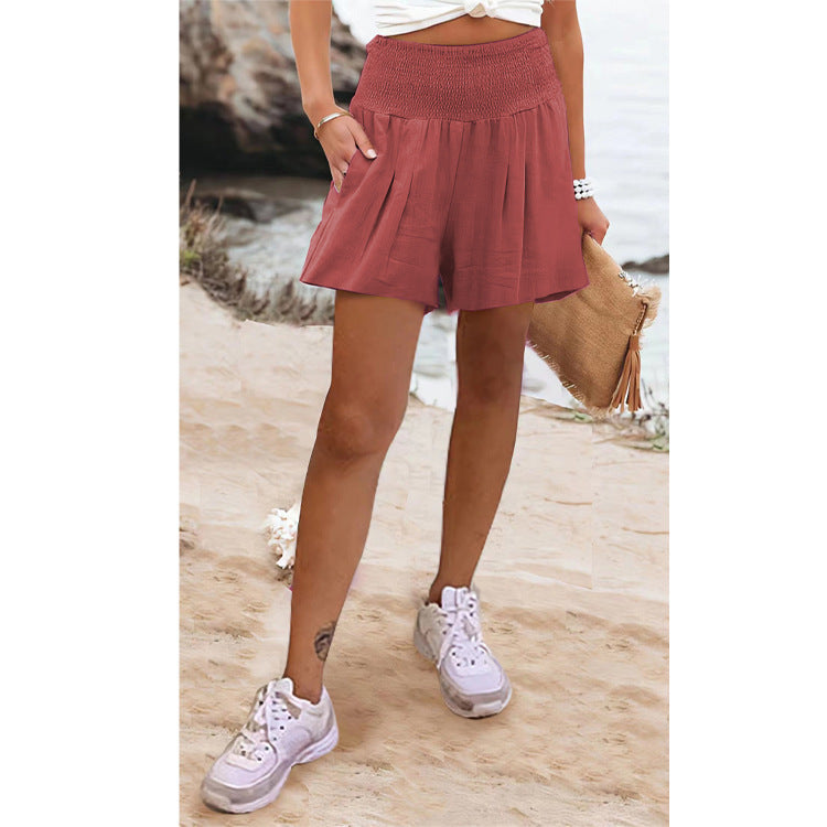 Newly Arrived at Buy Center: European And American Solid Color High Waisted Shorts Casual Pants