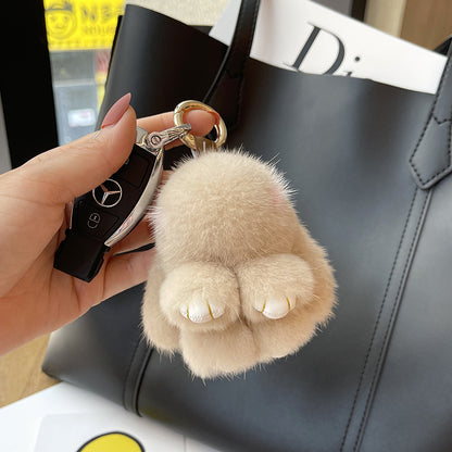 Porte-clés pendentif lapin rouge mignon en peluche de vison