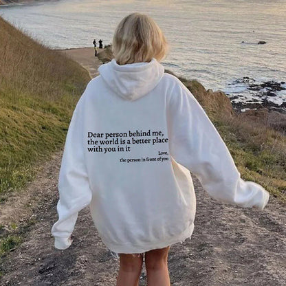 Fresh Arrivals at Buy Center: Every Thing Will Be Okay Creative Letter Hoody Female Casual Pocket Hoodie Fashion Loose Clothes Warm Comfortable Pullover White