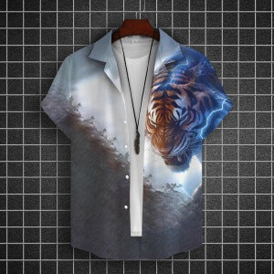 Nouvelle chemise fantaisie à manches courtes pour hommes imprimée en 3D