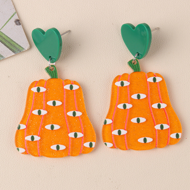 New Halloween Series Acrylic Earrings For Women Pumpkin Eyes