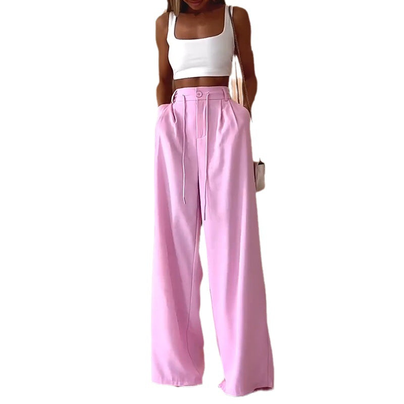 Fresh Arrivals at Buy Center: Women's Suit Summer Fashion Casual Solid Color Loose Trousers Two-piece Set