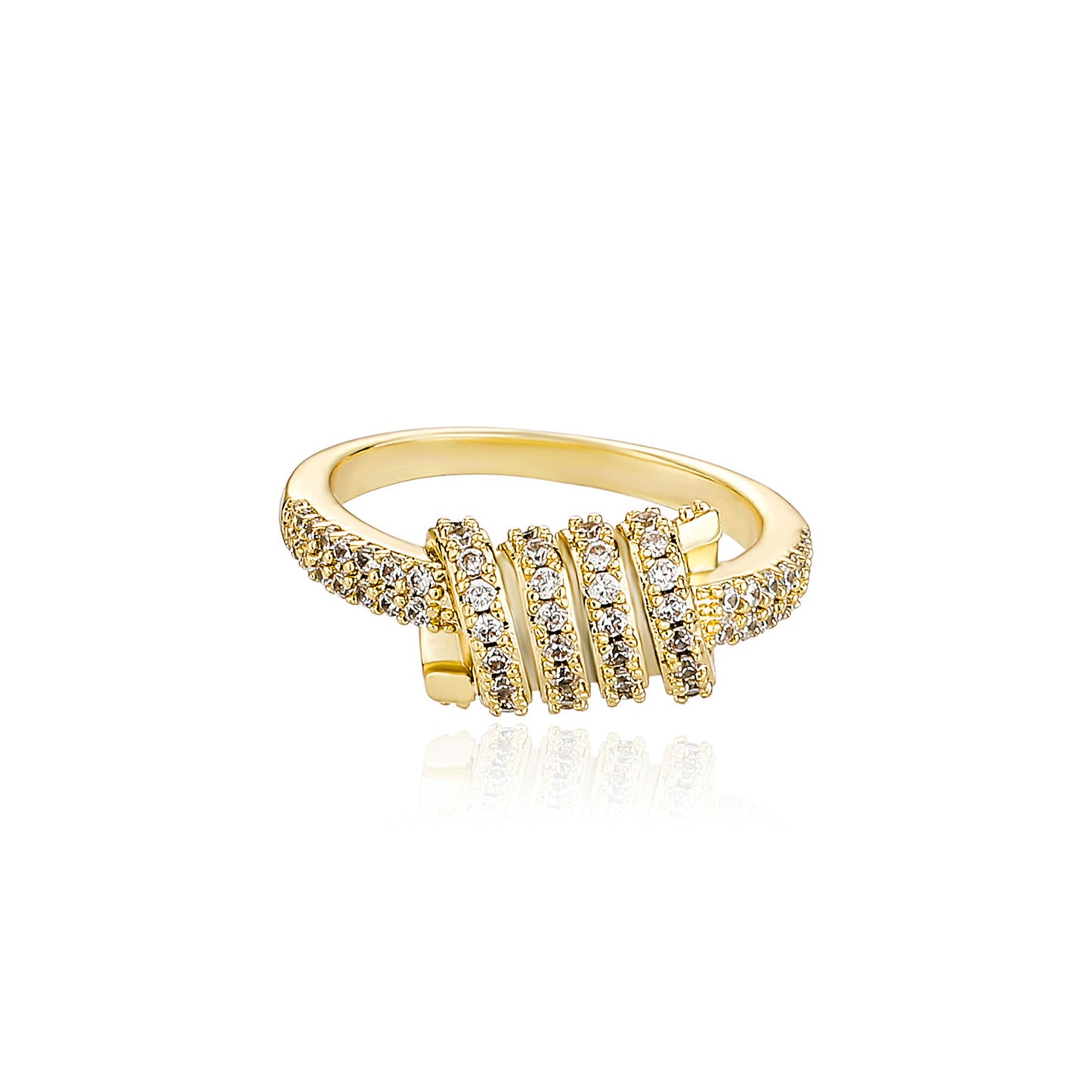 Now Available at Buy Center: Wire Bends And Hitches Personality European Hip Hop Zircon Ring Gold