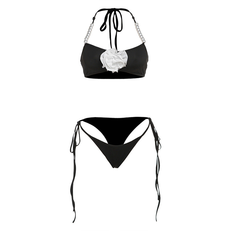 Fresh Arrivals at Buy Center: Suspender Lace-up Briefs Bikini Suit Black