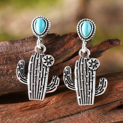 Trending Now at Buy Center: Vintage Vintage Cactus Pendant Earrings Turquoise