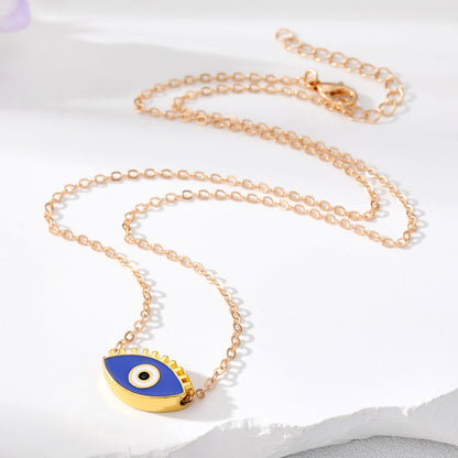 New Oil Dripping Devil Eye Necklace Color Alloy Eyelash Eye Pendant Personality Retro Girl Necklace