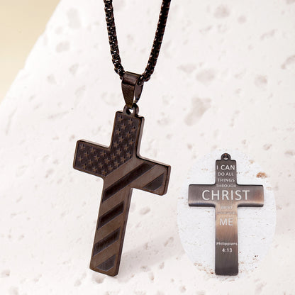 Fresh on the Scene at Buy Center: Men's Fashion Hip-hop Fashion Titanium Steel Electroplated Cross Pendant Necklace 147214 Black